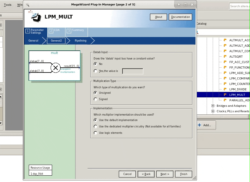 Parameter Settings LPM MULT.