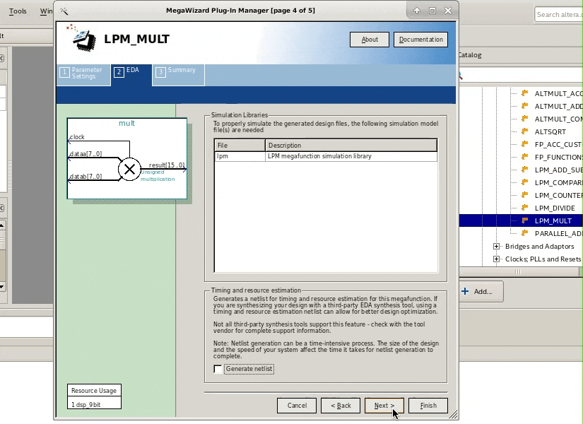 Parameter Settings LPM MULT.